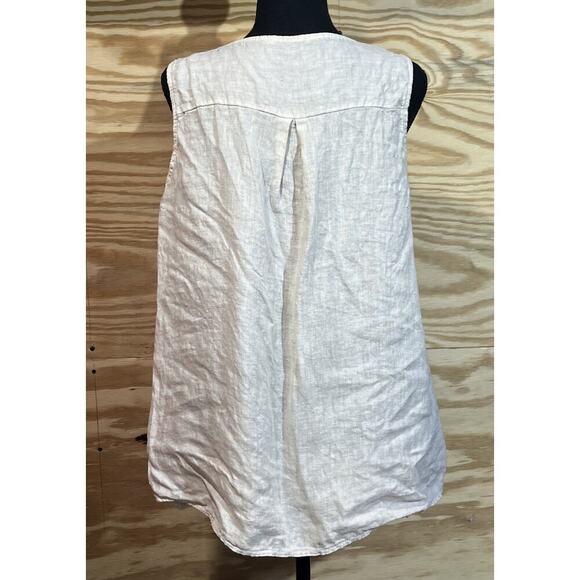 Valentina Naldi 100% Linen Tank Top Tunic Beige Womens Large Boho Beachy Flowy - Picture 2 of 8